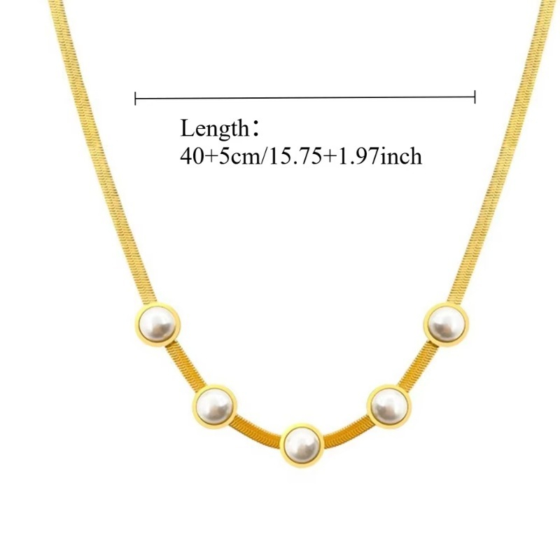 Women's Five White Pearl Pendant Necklace, Minimalist Vintage Design